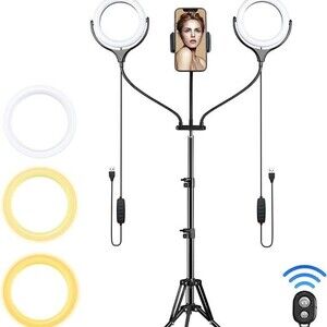 Large Dual Selfie Ring Light Tripod Stand Phone Holder Remote Con…